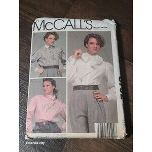 Vtg McCalls #8792 Long-sleeve Blouses Collar Front Variations Sewing Pattern